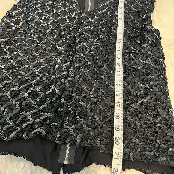 Vintage 60s black sequin sleeveless top zip up back size medium-large - Picture 8 of 9